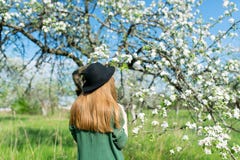 Beautiful hipster girl in spring garden. stock photos Beautiful hipster girl in spring garden. stock photos