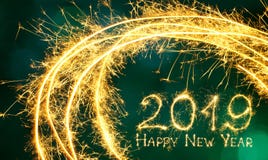Beautiful holiday web banner Happy New Year 2019. Greeting card Happy New Year 2019. Beautiful holiday web banner or billboard with Golden sparkling text Happy royalty free illustration Beautiful holiday web banner Happy New Year 2019. Greeting card Happy New Year 2019. Beautiful holiday web banner or billboard with Golden sparkling text Happy royalty free illustration