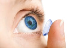 Beautiful human eye and contact lens isolated