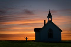 Beautiful Image Of A Church Silhouette Against Beautiful Sunset. Royalty Free Stock Images