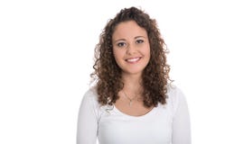 Beautiful isolated young woman with natural curls. royalty free stock photos Beautiful isolated young woman with natural curls. royalty free stock photos