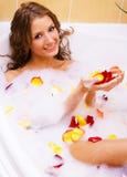 Beautiful Lady Taking A Bath Stock Images