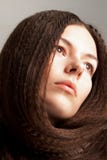 Beautiful long-haired young woman has a dream royalty free stock images Beautiful long-haired young woman has a dream royalty free stock images