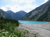 beautiful look at the river delta from Kinney Lake, along the Berg Lake trail royalty free stock image beautiful look at the river delta from Kinney Lake, along the Berg Lake trail royalty free stock image