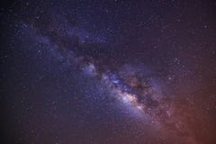 Beautiful milkyway on a night sky, Long exposure photograph, wit