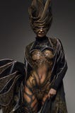 Beautiful model with fantasy golden butterfly body art Stock Photos Beautiful model with fantasy golden butterfly body art Stock Photos