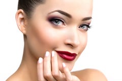 Beautiful model woman in beauty salon makeup Young modern girl i