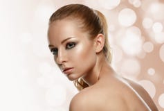 Beautiful Model Woman Face with fashion makeup royalty free stock photography Beautiful Model Woman Face with fashion makeup royalty free stock photography