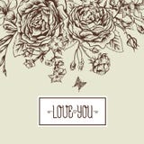Beautiful Monochrome Victorian Roses in Vintage stock illustration Beautiful Monochrome Victorian Roses in Vintage stock illustration