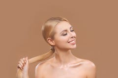 beautiful nude blonde woman with long hair and closed eyes, Royalty Free Stock Images beautiful nude blonde woman with long hair and closed eyes, Royalty Free Stock Images