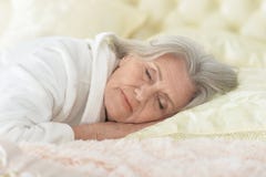 Beautiful Older Woman Sleeping Royalty Free Stock Image