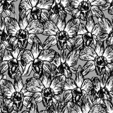 Beautiful Orchid. Hand drawn black contour on grey background sketch seamless pattern, card banner design. Vector royalty free illustration Beautiful Orchid. Hand drawn black contour on grey background sketch seamless pattern, card banner design. Vector royalty free illustration