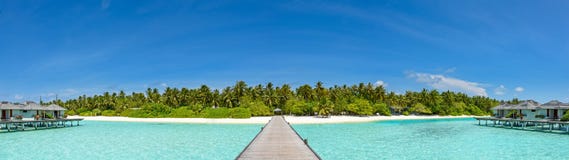 Beautiful Panorama Of The Tropical Island Resort At Maldives Stock Photo
