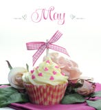 Beautiful Pink Heart Or Mothers Day Theme Cupcake With Seasonal Flowers And Decorations For The Month Of May Stock Image Beautiful Pink Heart Or Mothers Day Theme Cupcake With Seasonal Flowers And Decorations For The Month Of May Stock Image