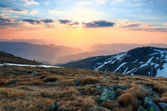 Beautiful pink sunset shine enlightens the picturesque landscapes with fair trees. stock images Beautiful pink sunset shine enlightens the picturesque landscapes with fair trees. stock images