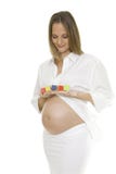Beautiful Pregnant Woman Holding Baby Blocks Royalty Free Stock Photos