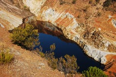 Beautiful red lake, acid mine drainage. royalty free stock image Beautiful red lake, acid mine drainage. royalty free stock image