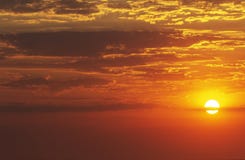Beautiful red sunset and bright sun on the horizon royalty free stock image Beautiful red sunset and bright sun on the horizon royalty free stock image
