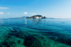 Beautiful Marathonisi Island Zakynthos clear blue water. Beautiful royalty-free stock photography. Beautiful Marathonisi Island Zakynthos clear blue water Stock Images Beautiful Marathonisi Island Zakynthos clear blue water. Beautiful royalty-free stock photography. Beautiful Marathonisi Island Zakynthos clear blue water Stock Images