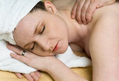Beautiful Salon Woman Gets Massage Therapy at Spa royalty free stock photography Beautiful Salon Woman Gets Massage Therapy at Spa royalty free stock photography