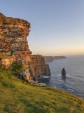 Beautiful Scenic Aerial drone view of Ireland Cliffs Of Moher in County Clare, Ireland. Royalty Free Stock Photos Beautiful Scenic Aerial drone view of Ireland Cliffs Of Moher in County Clare, Ireland. Royalty Free Stock Photos
