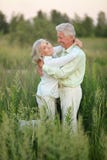 Portrait of beautiful senior couple relaxing and posing in the summer park stock photography Portrait of beautiful senior couple relaxing and posing in the summer park stock photography