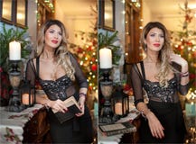 https://thumbs.dreamstime.com/t/beautiful-sexy-woman-elegant-black-dress-xmas-tree-background-portrait-fashionable-blonde-girl-holding-book-near-64751368.jpg