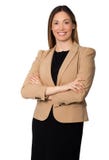 Beautiful smiling businesswoman arms folded standing