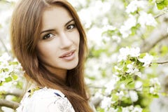 Beautiful Spring Girl With Flowers Royalty Free Stock Photos