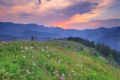 Beautiful Sunset In The Mountains Royalty Free Stock Images