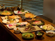 Beautiful Table Of Japanese Food Royalty Free Stock Photos
