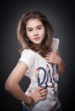 Beautiful Teen Girl With Brown Straight Hair, Posing On Background Stock Images Beautiful Teen Girl With Brown Straight Hair, Posing On Background Stock Images