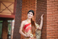 Beautiful Thai girl in Thai costume - wearing bride dress stock images Beautiful Thai girl in Thai costume - wearing bride dress stock images