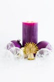 Beautiful transparent christmas glass balls with purple burning royalty free stock photo Beautiful transparent christmas glass balls with purple burning royalty free stock photo