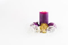 Beautiful transparent christmas glass balls with purple burning stock photo Beautiful transparent christmas glass balls with purple burning stock photo