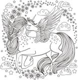 Download Beautiful Princess And Unicorn Coloring Page Stock Vector ...