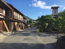 Beautiful view of the village of Tsumago-juku on the Nakasendo road in Japan stock image Beautiful view of the village of Tsumago-juku on the Nakasendo road in Japan stock image