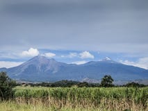 Beautiful view of the volcano with a blue sky background royalty free stock photos Beautiful view of the volcano with a blue sky background royalty free stock photos
