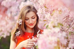 Beautiful Woman Enjoying Field, Pretty Girl Relaxing Outdoor Stock Photography Beautiful Woman Enjoying Field, Pretty Girl Relaxing Outdoor Stock Photography