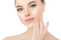 Beautiful Woman Face Close Up Studio On White. Beauty Spa Model Stock Photography Beautiful Woman Face Close Up Studio On White. Beauty Spa Model Stock Photography
