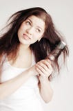 Beautiful woman with hair`s problems stock photography Beautiful woman with hair`s problems stock photography