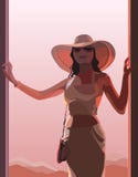 Beautiful woman in a hat in pink light Royalty Free Stock Image Beautiful woman in a hat in pink light Royalty Free Stock Image