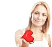 Beautiful woman holding heart, selective focus royalty free stock image Beautiful woman holding heart, selective focus royalty free stock image