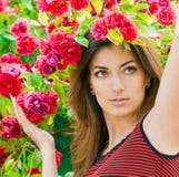 Beautiful Woman In Garden Stock Images