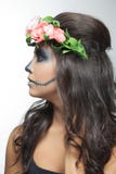 Beautiful woman with make-up skeleton stock photos Beautiful woman with make-up skeleton stock photos