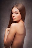 Beautiful woman with naked back portrait royalty free stock images Beautiful woman with naked back portrait royalty free stock images