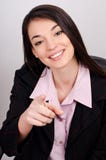 Young smiling business woman pointing finger at viewer Stock Photo Young smiling business woman pointing finger at viewer Stock Photo
