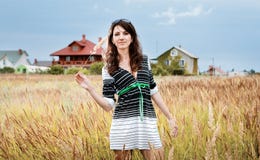 Beautiful Woman Portrait To The Nature Stock Photos Beautiful Woman Portrait To The Nature Stock Photos