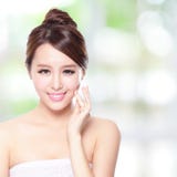 Beautiful woman smile with clean face skin