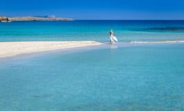 Beautiful woman in white,Nissi beach,ayia napa cyprus